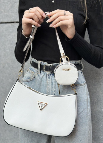 Женская сумка багет GUESS белая No Brand (303322977)