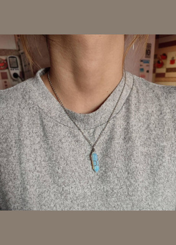 Подвеска с Лунным камнем кристалл-шестигранник в проволочной оплетке на цепочке в подарочной коробочке Ut (331291820)