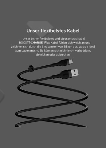 Кабель USB-A > USB-C заряджання/синхронізації 3м, 60Вт, Type-C, силіконовий з кліпсою, чорний Belkin (322768700)