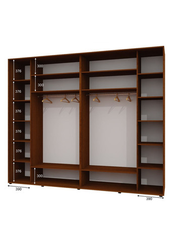 Шафа-купе тридверна 290*60*230 см Горіх лісовий 3 двері ДСП + Дзеркало + ДСП Люкс-147 Алекса (360477956)