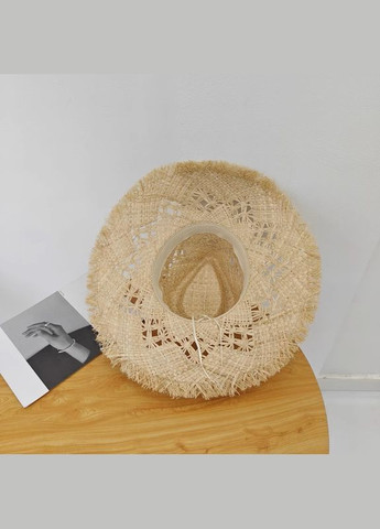 Летняя широкополая шляпа Федора с узорами по тулии и полям LAVINIA с рваной бахромой No Brand (293815358)