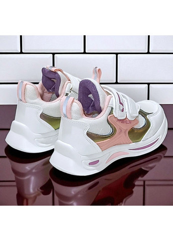 Белые демисезонные текстильные ортопедические кроссовки для девочки на липучках Tom.M