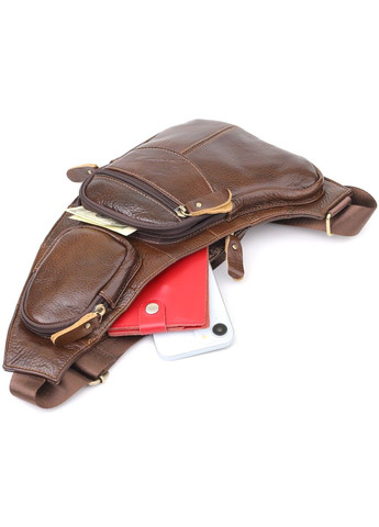 Сумка для мужчин с большим количеством карманов из натуральной кожи 22956 Коричневый Vintage (357494980)