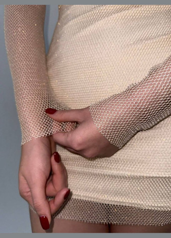 Світло-бежева святковий, коктейльна, відвертий, повсякденний, кежуал, джинсова, вечірня сукня жіноча No Brand однотонна