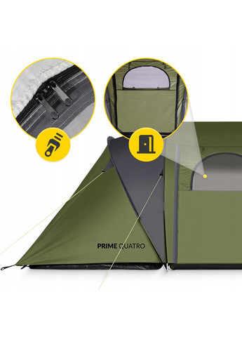 Намет туристичний Prime Quatro 4-місний Olive (P-5905973406598) Mountain Goat (350970812)