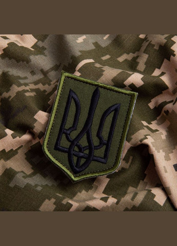 Набір шевронів 2 шт з липучкою Герб Тризуб України 6х8 см хакі вишитий патч нашивка IDEIA (275869905)
