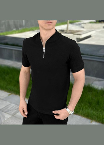 Чоловіче літнє поло однотонне чорне No Brand (346077543)