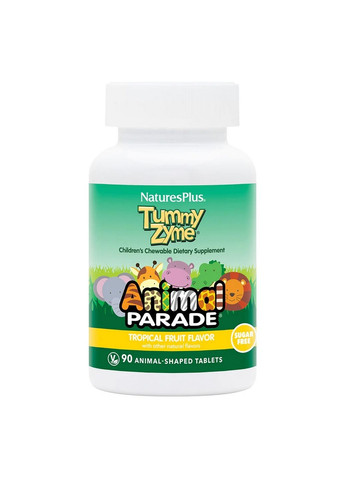Пробиотики и пребиотики Animal Parade Children's Tummy Zume, 90 жевательных таблеток Тропические фрукты Natures Plus (293483135)