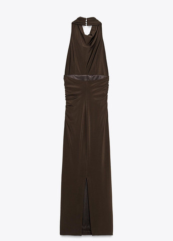 Темно-коричнева вечірня сукня Zara однотонна