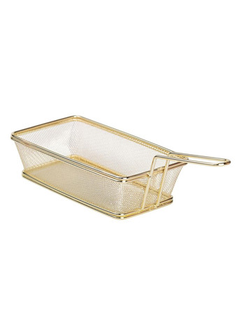 Кошик сервірувальний для подачі фрі та снеків 21х11.5х5.5 см з нержавіючої сталі Золото HP-19-11-G (A-033470) Zhongjing (361242402)