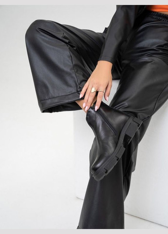 Зимние черные кожаные ботинки на меху со швом ISSA PLUS