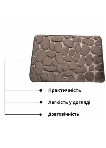 Килимок для ванної кімнати з ефектом пам'яті Камені,, 40x60 см Коричневий Homytex (380328746)
