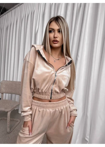 Женский велюровый костюм кофта+штаны+топ Fashion (382027755)