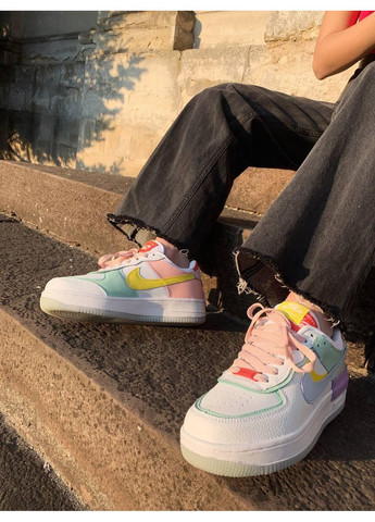 Білі Осінні кросівки чоловічі nike air force 1 shadow multicolor 6 найк аір форс 1 преміум No Brand