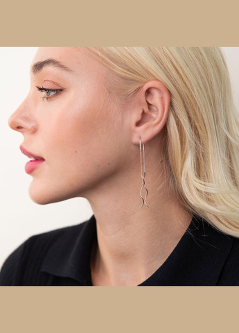 Сережки - протяжки Завиток з білого золота с07199 Oniks (264022952)