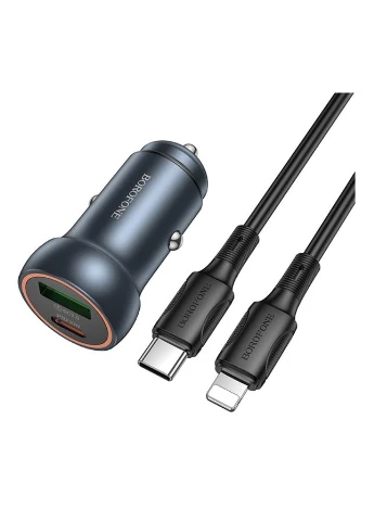 Автомобильное зарядное устройство BZ32A 1USB/1USB-C QC/PD30W+Type-C to Lightning Borofone (380065202)