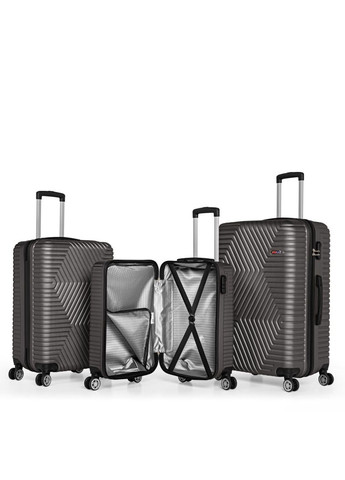 Чемодан Турция Большая (L) Поликарбонат На 4-х двойных колесах 120Л ПК002-L Графит Polo (342117879)