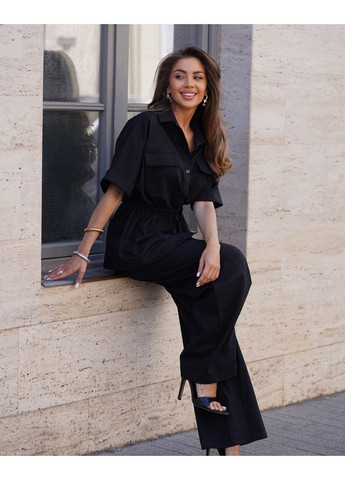 Чорний лляний костюм на кулісці ISSA PLUS 15261 (352168500)