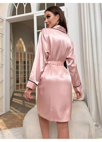 Изысканный халат Diana на запах с контрастным кантом, Атласный халат с длинными рукавами под пояс короткий No Brand халат Diana чорний (360428641)