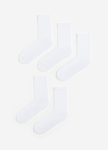 Шкарпетки 5 пар махра з широкою резинкою для чоловіка 1188057-001 білий H&M (286328161)