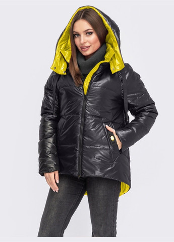 Чорна демісезонна демісезонна куртка з подовженою спинкою чорна Dressa