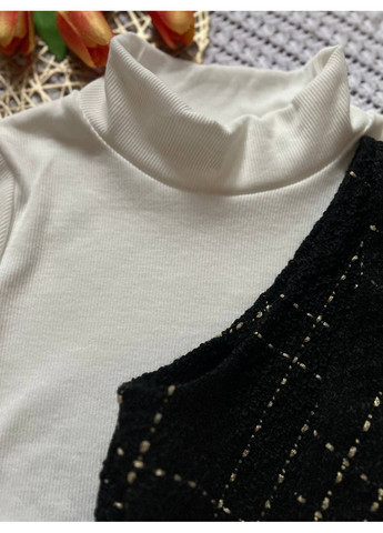 Чорно-білий демісезонний модний костюмчик для дівчинки з сукнею No Brand костюм