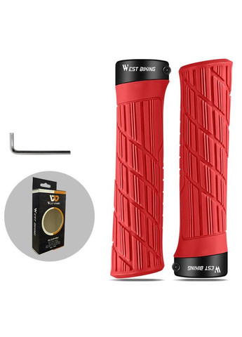 Грипсы велосипедные YP0804063 Red с двумя замками ручки на руль 9 шт. West Biking (336203131)
