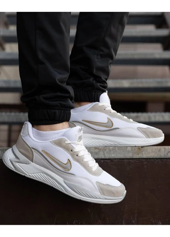 Белые демисезонные кроссовки мужские nike racer white silver найк рейсер белые No Brand