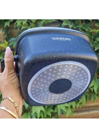 Каструля квадрата з кришкою і мармуровим покриттям 4,4 л чорна (1220-BL) Zauberg (368993441)