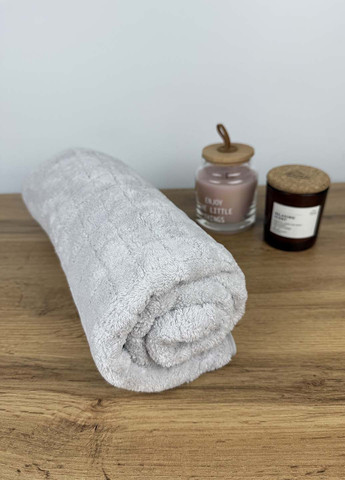 Рушник лицьовий мікрофібра 100х50 см Homedec клітинка світло-сірий