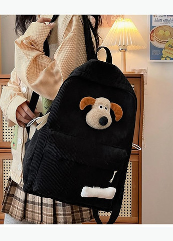 Рюкзак вельветовий з брелком чорний No Brand (326487653)