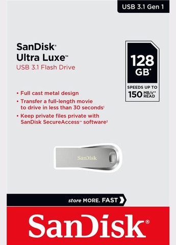 Накопичувач 128GB USB 3.2 Type-A Ultra Luxe Срібний SanDisk (315932627)