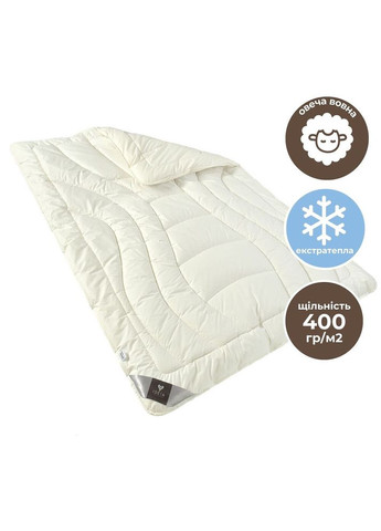 Ковдра Wool Premium вовняна тепла молочна 175x210 двоспальна (400 г/м2) IDEIA (307931920)