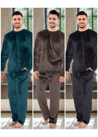Пижама мужская плюшевая брюки и кофта. Пижама теплая No Brand (361151302)