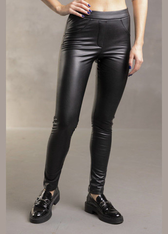 Черные утепленные кожаные леггинсы для девочки 126883 No Brand