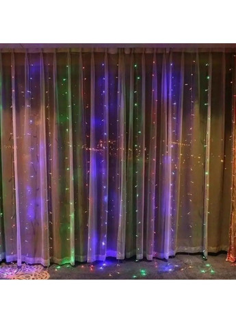 Гірлянда штора водоспад світлодіодна новорічна з роботою від мережі контролером 2х1,5 м 320 лампочок (481883-Prob) Різнобарвна Unbranded (367775609)
