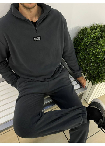 Графитовый зимний костюм 1025 двухсторонний плотный флис, очень теплый, брюки и кофта. Україна