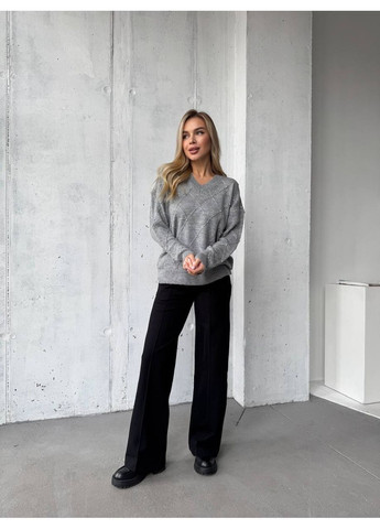 Сірий демісезонний жіночий светр пуловер No Brand