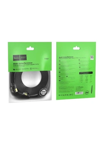 Патч-корд US07 General pure copper flat network cable (L-10M) Чорний Hoco (399681659)