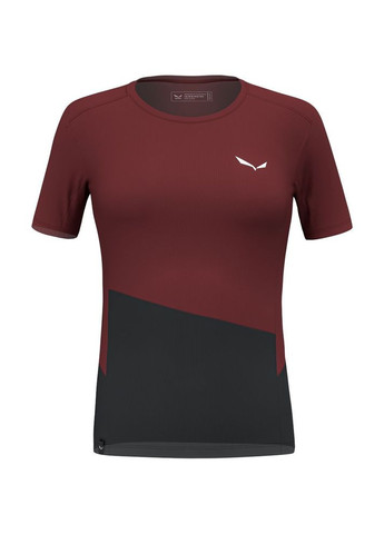 Комбинированная всесезон футболка женская puez sporty dry womens t-shirt бордовый-черный Salewa