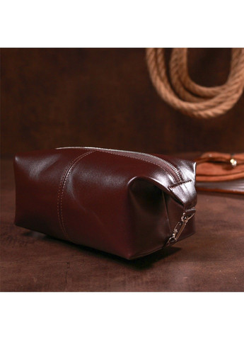 Кожаная глянцевая косметичка 16407 Коричневый Shvigel (292849805)