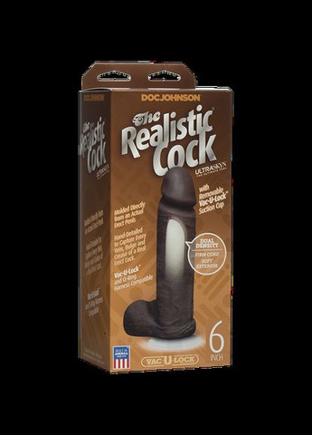 Фаллоимитатор The Realistic Cock 6 inch Black – ULTRASKYN, VacU-Lock, диаметр 4,3 см Doc Johnson (297587889)