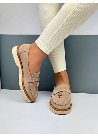 VIKA 521 Лоферы Замшевые Бежевые с украшением бежевый з натуральная замша, турция — демисезон (372384862)