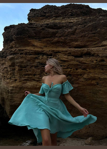 М'ятна коктейльна, ділова, повсякденний, кежуал, вечірня жіноча сукня кльош FINO Mode