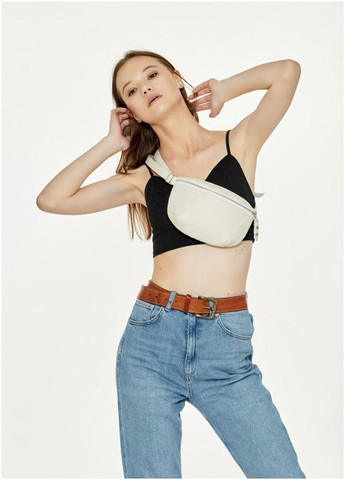 Жіноча поясна компактна сумка бананка з екошкіри Молочна (846024415) Sambag (360752290)