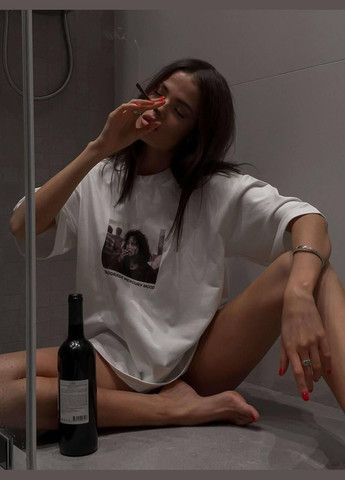 Футболка женскаястильная oversize, с качественной накаткой JUGO Simple № 331 - (299629739)