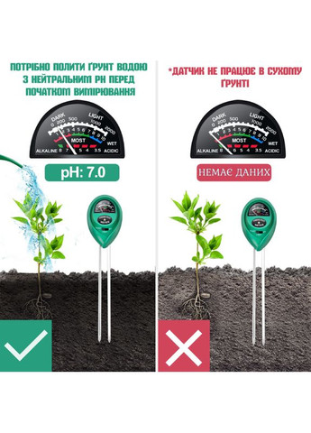 Измеритель кислотности pH, влажности, освещенности почвы, анализатор почвы 3 в 1, 3309545 No Brand (315719931)