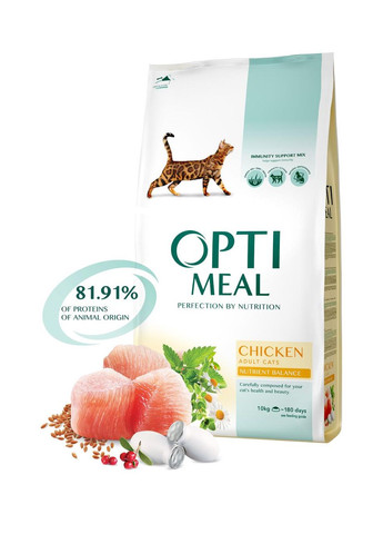 Сухий корм для дорослих кішок з куркою 10 кг ОПТИМИЛ Optimeal (278308904)