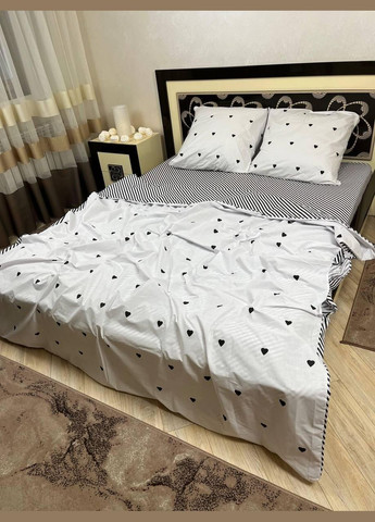 Постільна білизна бавовняна Кароліна Двоспальна Простирадло на гумці 160x200х20 Бязь Біла 70 х 70 No Brand (303677708)