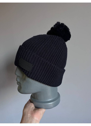 Тепла чоловіча шапка Maple, зимова в’язана, з флісом, чорна, з помпоном Ellan (364272970)